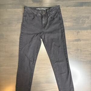 American Eagle Women Hi-Rise Jegging Super Stretch Black Wash Size 4 Jeans